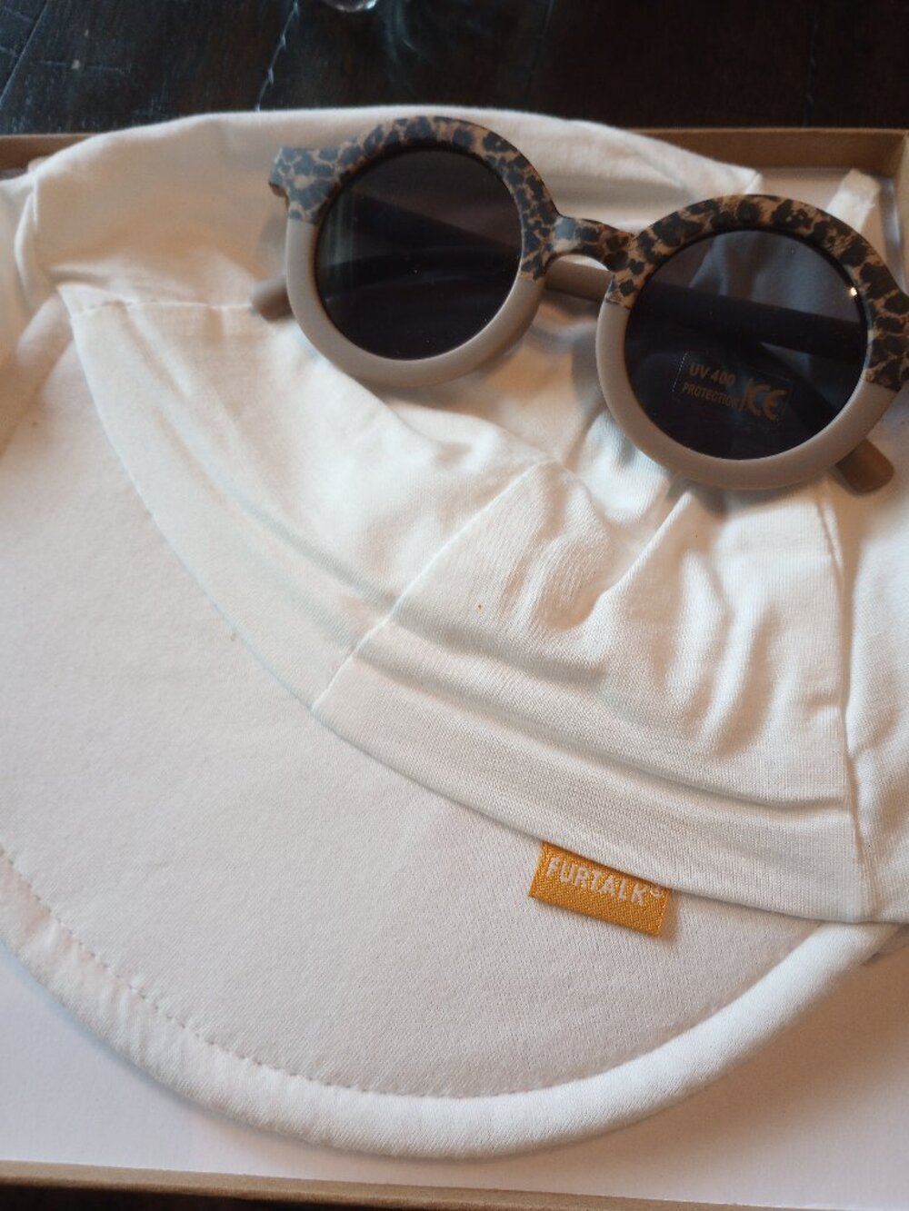 NIB Furtalk Baby Sun Protection Hat & Polarized Sunglasses. 6-24 M